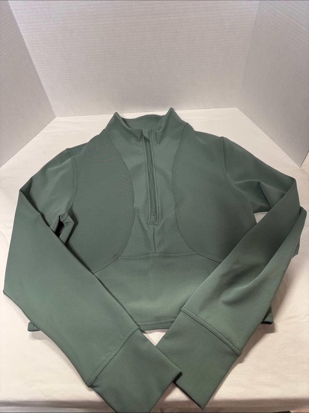 2 pcs!!! 90 Degree By Reflex sage Green Ribbed Half-Zip Pullover and shorts set